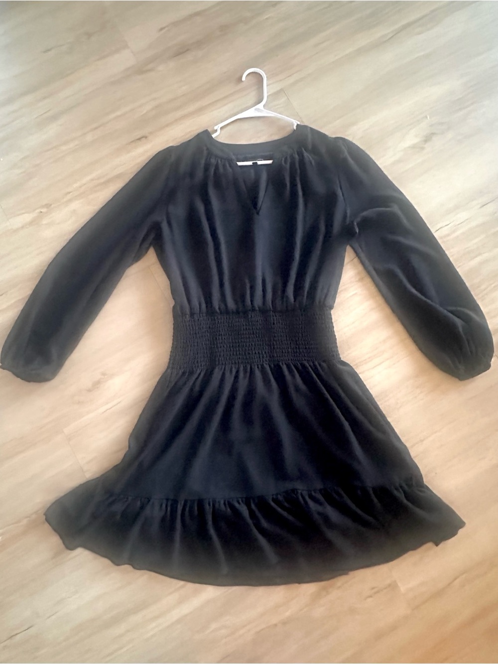 White House Black Market Black Long Sleeve Midi Dress
